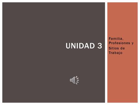 Familia, Profesiones y Sitios de Trabajo UNIDAD 3.
