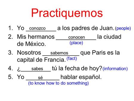 Practiquemos Yo _________ a los padres de Juan.
