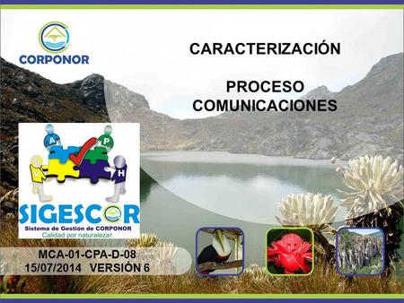 CARACTERIZACIÓN PROCESO COMUNICACIONES MCA-01-CPA-D-08 15/07/2014 VERSIÓN 6.