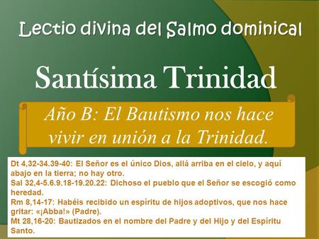 Lectio divina del Salmo dominical