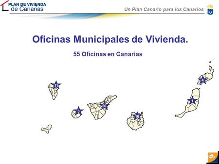 1 Un Plan Canario para los Canarios Oficinas Municipales de Vivienda. 55 Oficinas en Canarias 11 4 16 3 20 1.