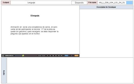 Description for Developer Audio SubjectLO File name Sinopsis Animación en se da una competencia de carros, el carro verde (el del participante) al recorrer.