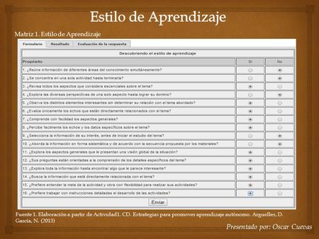 Estilo de Aprendizaje Presentado por: Oscar Cuevas