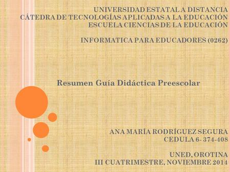 Resumen Guía Didáctica Preescolar