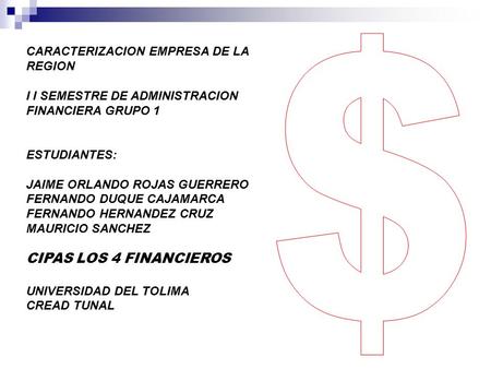 $ CIPAS LOS 4 FINANCIEROS CARACTERIZACION EMPRESA DE LA REGION