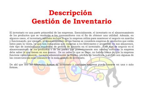 Descripción Gestión de Inventario