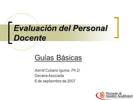 Evaluación del Personal Docente