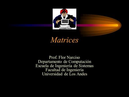 Matrices Prof. Flor Narciso Departamento de Computación