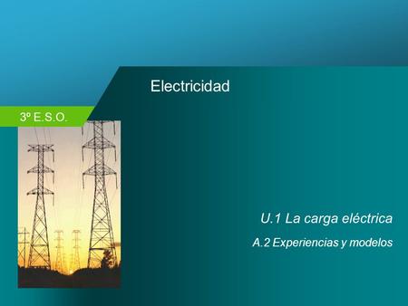 3º E.S.O. Electricidad U.1 La carga eléctrica A.2 Experiencias y modelos.