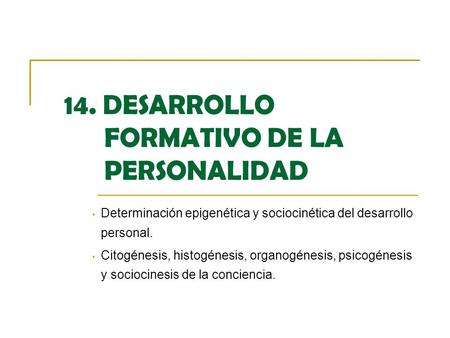 14. DESARROLLO FORMATIVO DE LA PERSONALIDAD