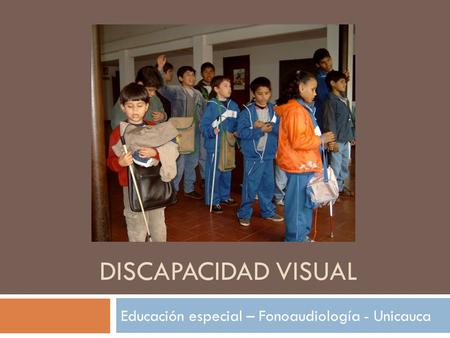 DISCAPACIDAD VISUAL Educación especial – Fonoaudiología - Unicauca.