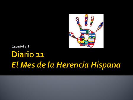 Español 2H. 1. El Mes de la Herencia Hispana 2. Hispanoamericano 3. Hispanohablante 4. Hispano 5. Latino 6. True or False: All Hispanics are from countries.