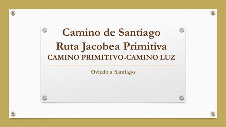 Camino de Santiago Ruta Jacobea Primitiva CAMINO PRIMITIVO-CAMINO LUZ Oviedo a Santiago.