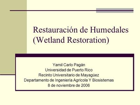 Restauración de Humedales (Wetland Restoration)