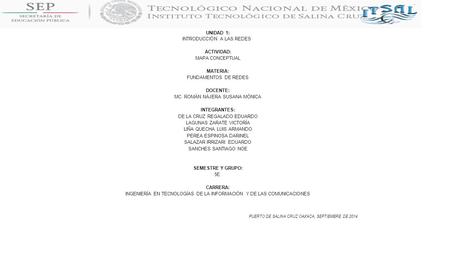 INTRODUCCIÓN A LAS REDES ACTIVIDAD: MAPA CONCEPTUAL MATERIA: