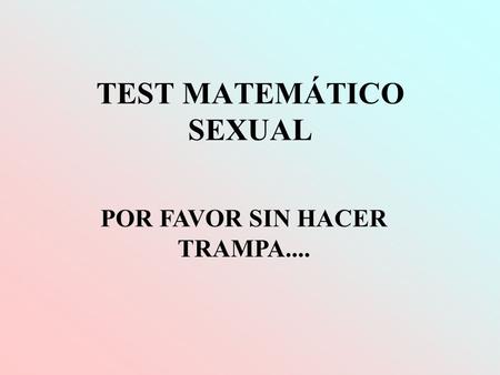 TEST MATEMÁTICO SEXUAL