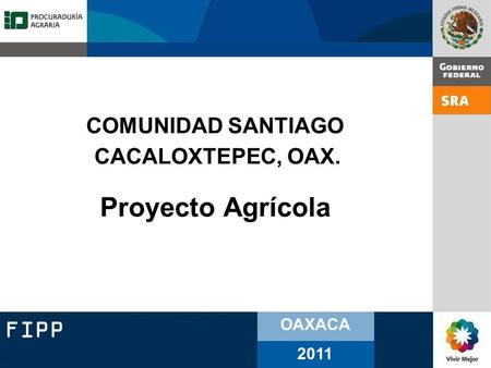 FIPP OAXACA 2011 COMUNIDAD SANTIAGO CACALOXTEPEC, OAX. Proyecto Agrícola.