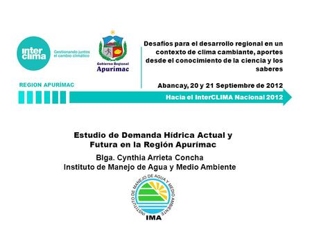 Estudio de Demanda Hídrica Actual y Futura en la Región Apurímac