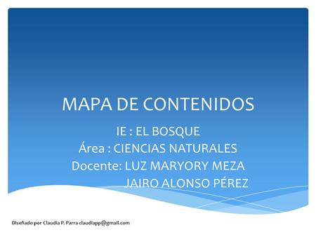MAPA DE CONTENIDOS IE : EL BOSQUE Área : CIENCIAS NATURALES