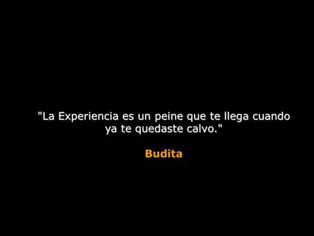 La Experiencia es un peine que te llega cuando ya te quedaste calvo. Budita.