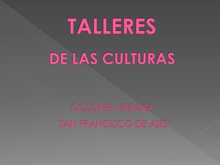 TALLERES DE LAS CULTURAS COLONIA URBANA SAN FRANCISCO DE ASÍS