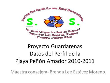 Proyecto Guardarenas Datos del Perfil de la Playa Peñón Amador 2010-2011 Maestra consejera- Brenda Lee Estévez Moreno.
