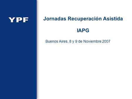 Jornadas Recuperación Asistida IAPG Buenos Aires, 8 y 9 de Noviembre 2007.