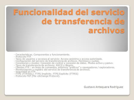 Funcionalidad del servicio de transferencia de archivos