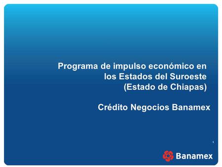 1 Programa de impulso económico en los Estados del Suroeste (Estado de Chiapas) Crédito Negocios Banamex.