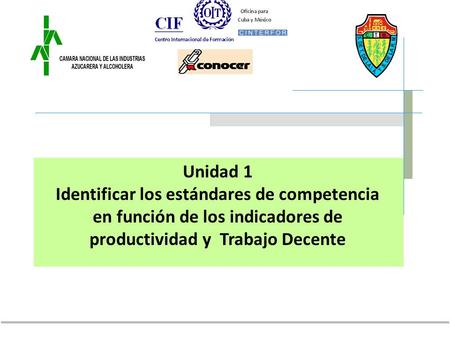 Unidad 1 Identificar los estándares de competencia en función de los indicadores de productividad y Trabajo Decente.