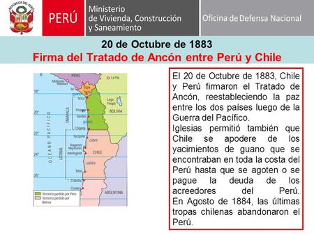 20 de Octubre de 1883 Firma del Tratado de Ancón entre Perú y Chile