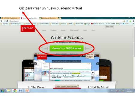 Clic para crear un nuevo cuaderno virtual. Digita nombre, apellido, correo electrónico y contraseña. Además da clic en la casilla para agregar términos.