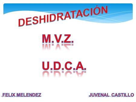 DESHIDRATACIÓN M.V.Z. U.D.C.A. FELIX MELENDEZ  JUVENAL CASTILLO.