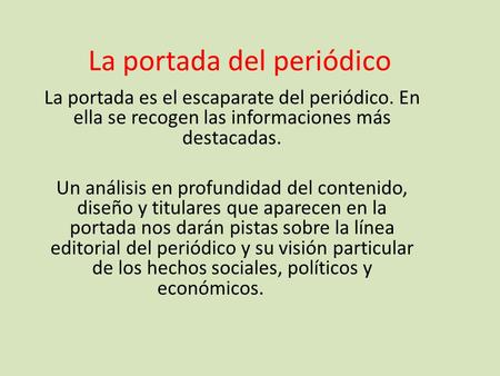 La portada del periódico