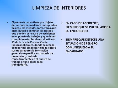 LIMPIEZA DE INTERIORES