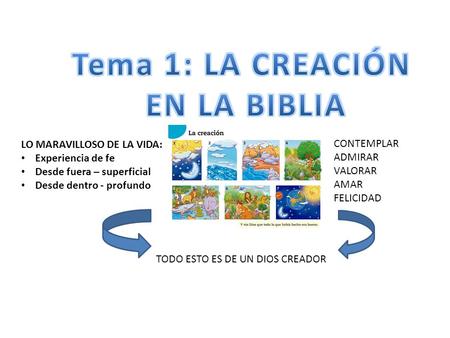 Tema 1: LA CREACIÓN EN LA BIBLIA