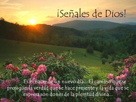 Sinais de Deus!! Es el nacer de un nuevo día... El camino que se prosigue, la verdad que se hace presente y la vida que se expresa son dones de la plenitud.