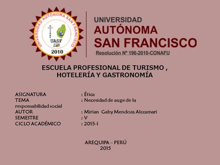 ESCUELA PROFESIONAL DE TURISMO , HOTELERÍA Y GASTRONOMÍA