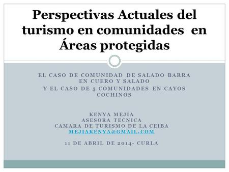 EL CASO DE COMUNIDAD DE SALADO BARRA EN CUERO Y SALADO Y EL CASO DE 5 COMUNIDADES EN CAYOS COCHINOS Perspectivas Actuales del turismo en comunidades en.