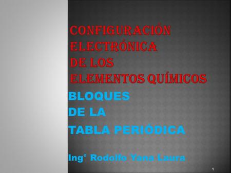 CONFIGURACIÓN ELECTRÓNICA DE LOS ELEMENTOS QUÍMICOS