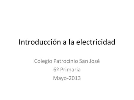 Introducción a la electricidad
