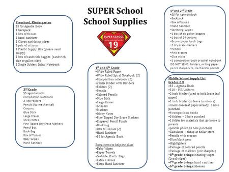 SUPER School School Supplies