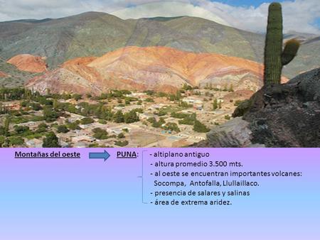 Montañas del oeste PUNA: altiplano antiguo