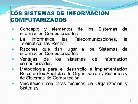 LOS SISTEMAS DE INFORMACION COMPUTARIZADOS