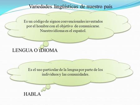 Variedades lingüísticas de nuestro país
