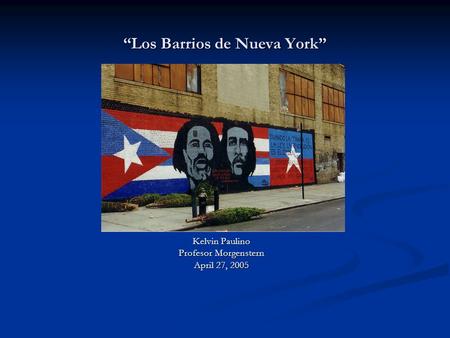 “Los Barrios de Nueva York” Kelvin Paulino Profesor Morgenstern April 27, 2005.