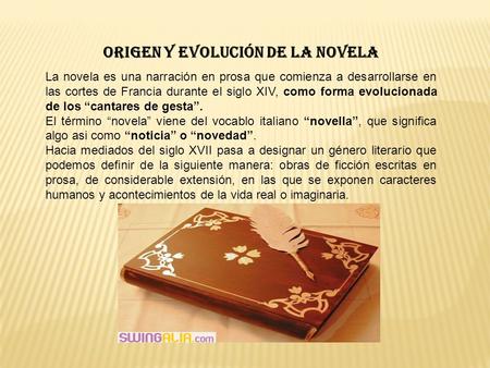 Origen y evolución de la novela