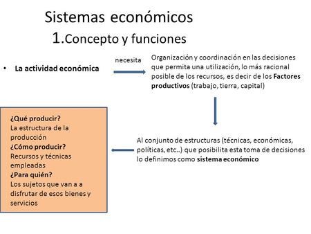 Sistemas económicos 1.Concepto y funciones