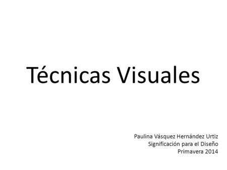 Técnicas Visuales Paulina Vásquez Hernández Urtiz