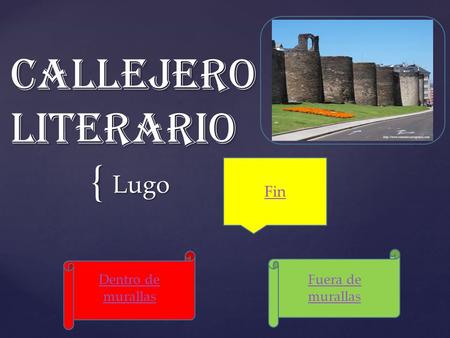 Callejero Literario Lugo Fin Dentro de murallas Fuera de murallas.